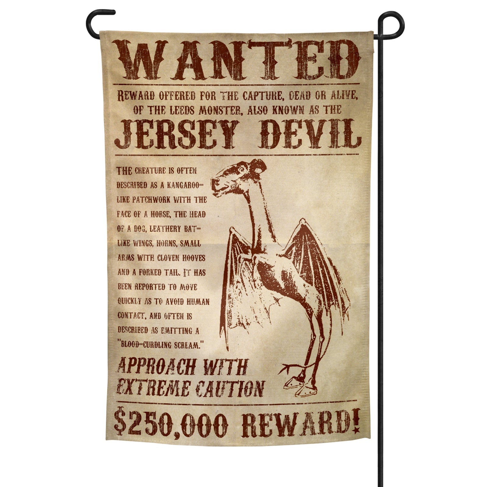 Jersey Devil Wanted Poster Garden Flag - True Jersey