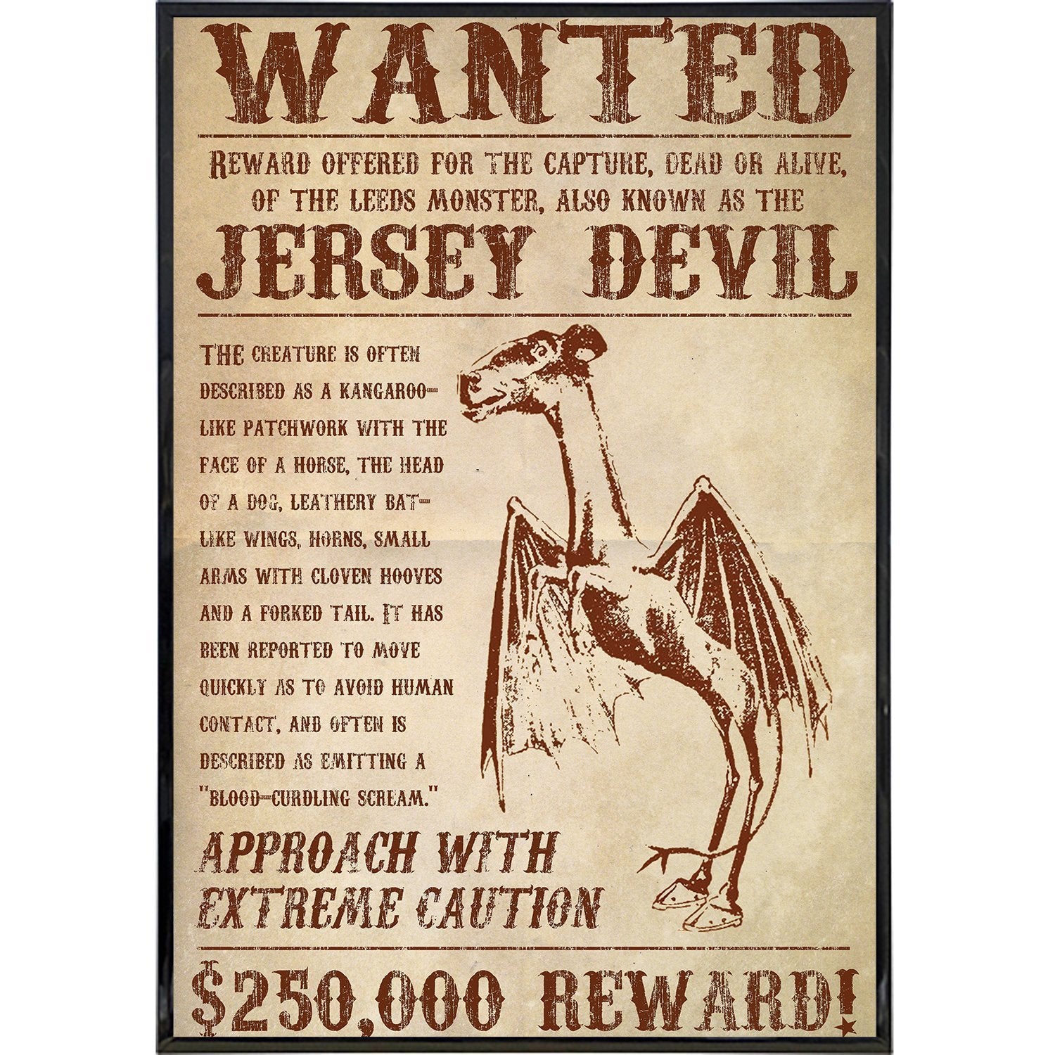 Jersey Devil Wanted Poster Print - Shady Front