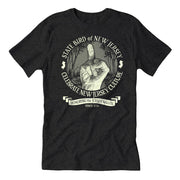 Black t-shirt with a graphic of the state bird of New Jersey and text that reads 'State Bird of New Jersey. Celebrate New Jersey Culture.